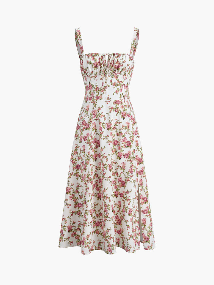 Lauren - Floral Slit Midi Dress