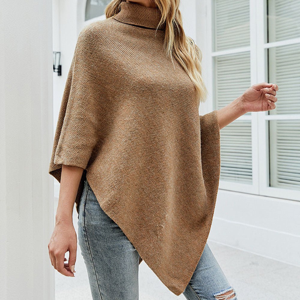 Button-Detail Knit Poncho