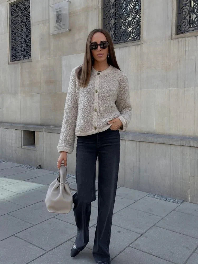 Buttoned Sherpa Cardigan