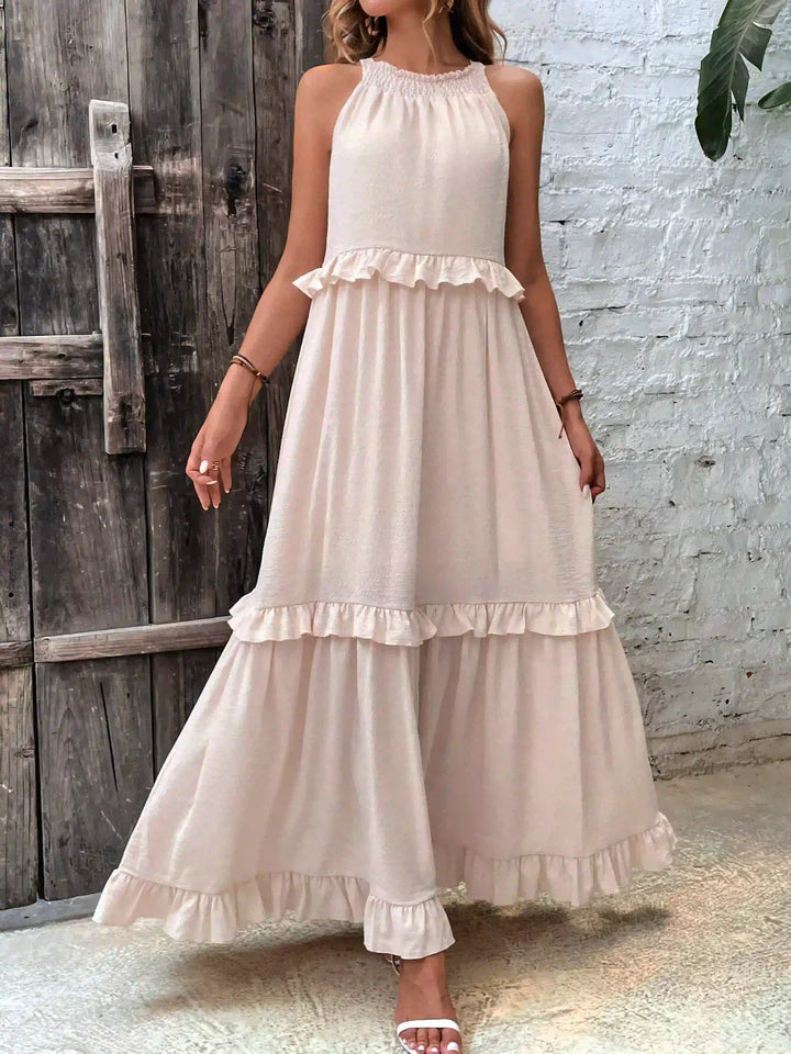 Charlize™ - Sunshine Breeze Halter Ruffle Maxi Dress met Zakken