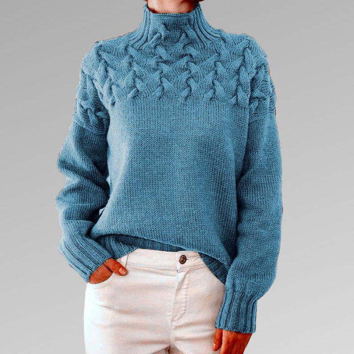 Cable-Knit High-Neck Sweater