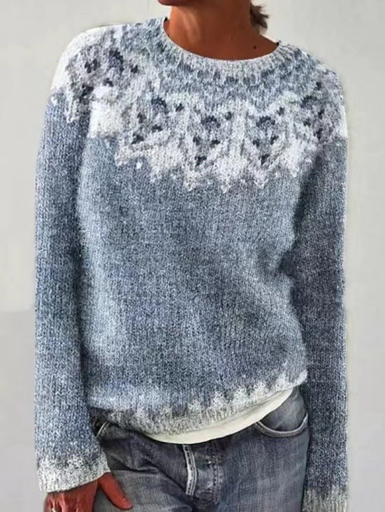 Classic Fair Isle Knit Sweater – Soft Winter Pullover in Earthy Tones