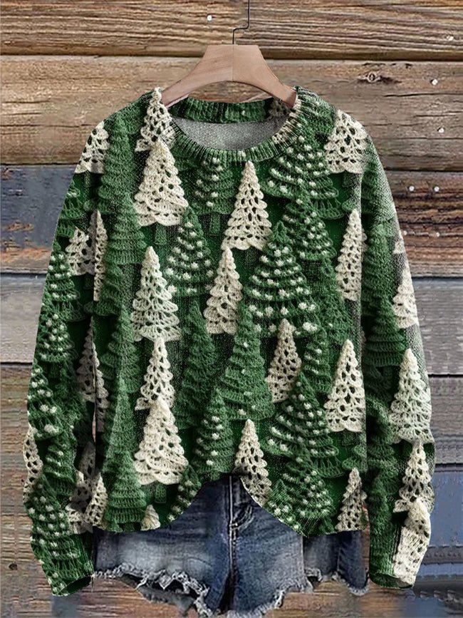 Festive Tree-Print Sweater