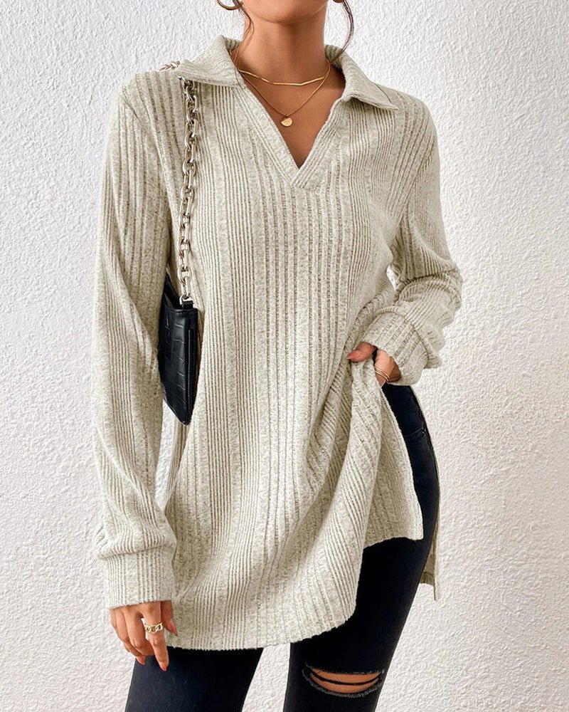 Long Ribbed Knit Sweater