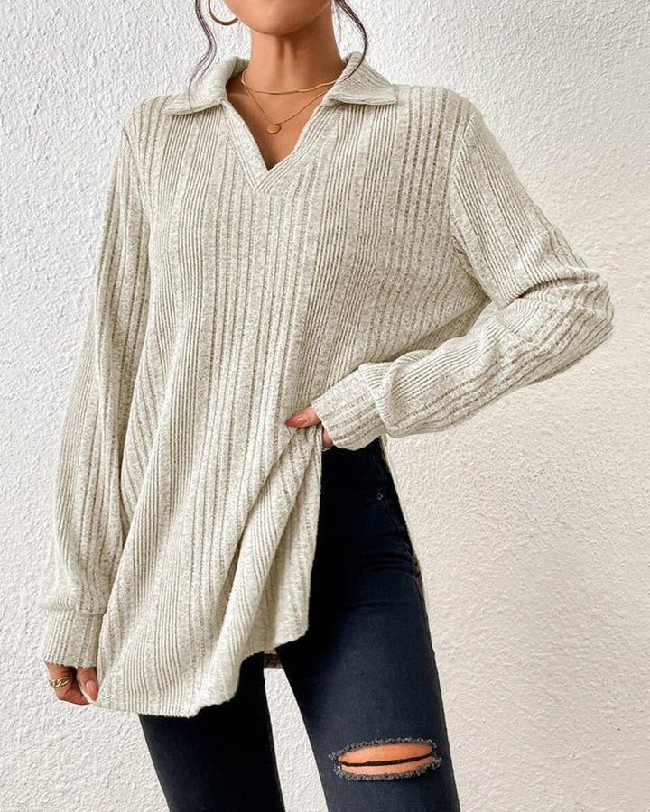 Long Ribbed Knit Sweater